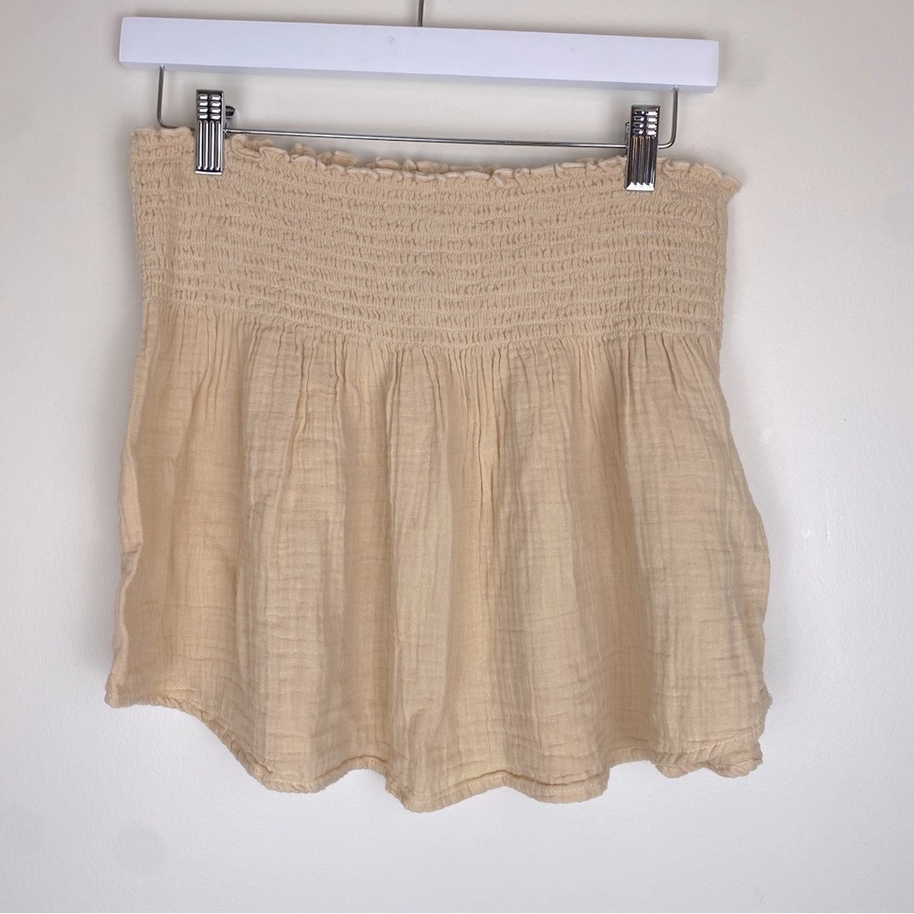 STARK X Anthropologie Gauzy Cotton Smocked Waist Mini Skirt size Small